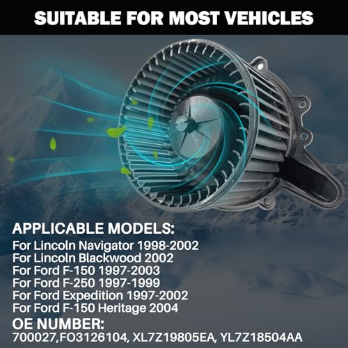 Image of 700027 AC Heater Blower Motor Fan Assembly Fit for Ford Expedition 1997-2002 ，f150 1997-2003 ，for Lincoln Blackwood 2002 ，Navigator 1998-2002 FO3126104, XL7Z19805EA, YL7Z18504AA