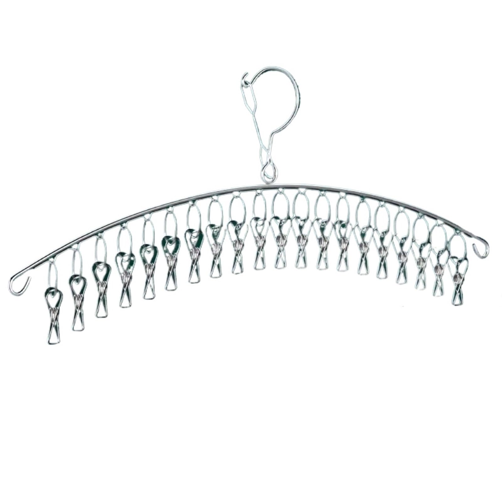 2pcs 20Pegs Stainless Steel Clothes Drying Hanger Windproof Clothing Rack Clips Sock Laundry Airer Underwear Socks Holder For Home