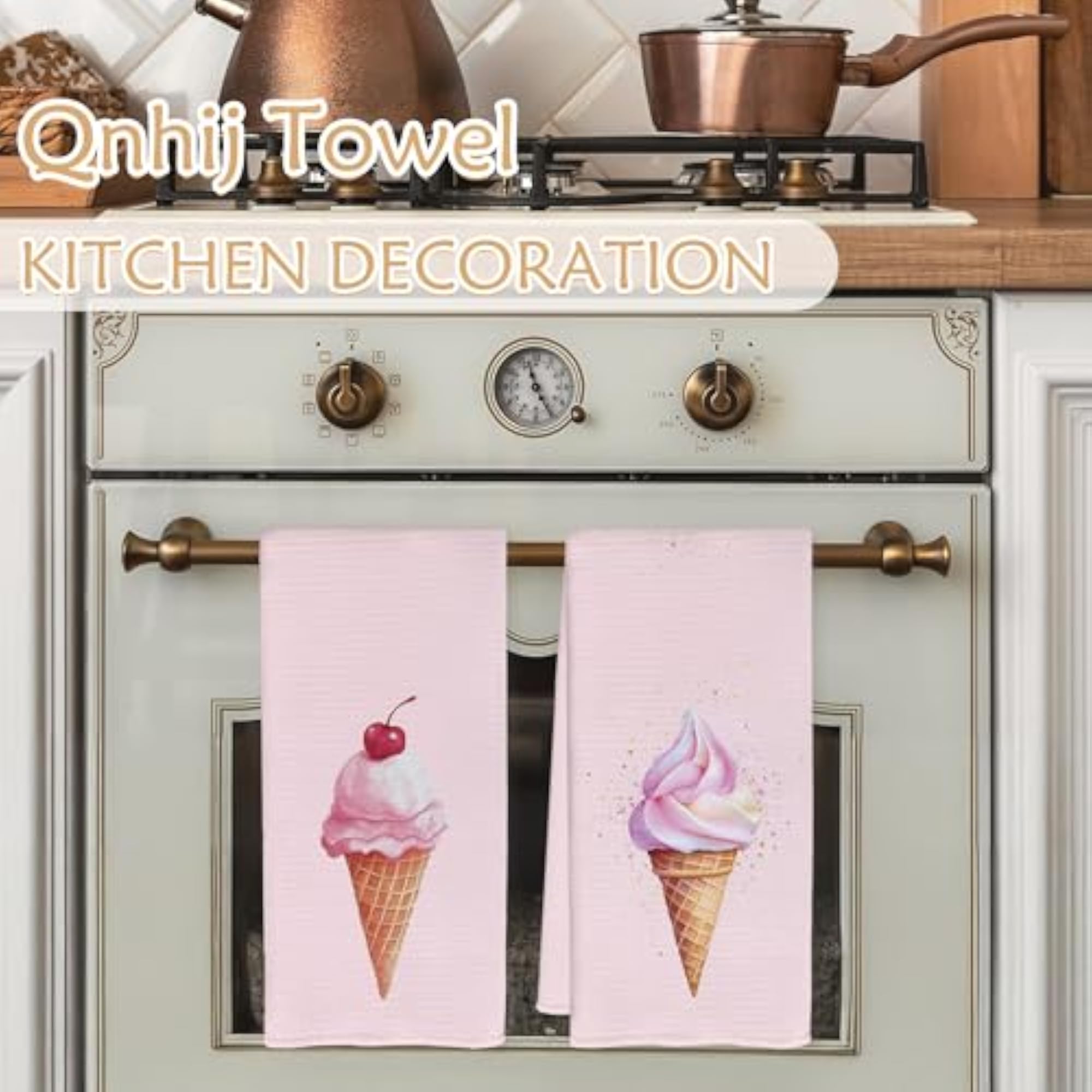 Pink Ice Cream Summer Kitchen Towels for Dessert Lovers
