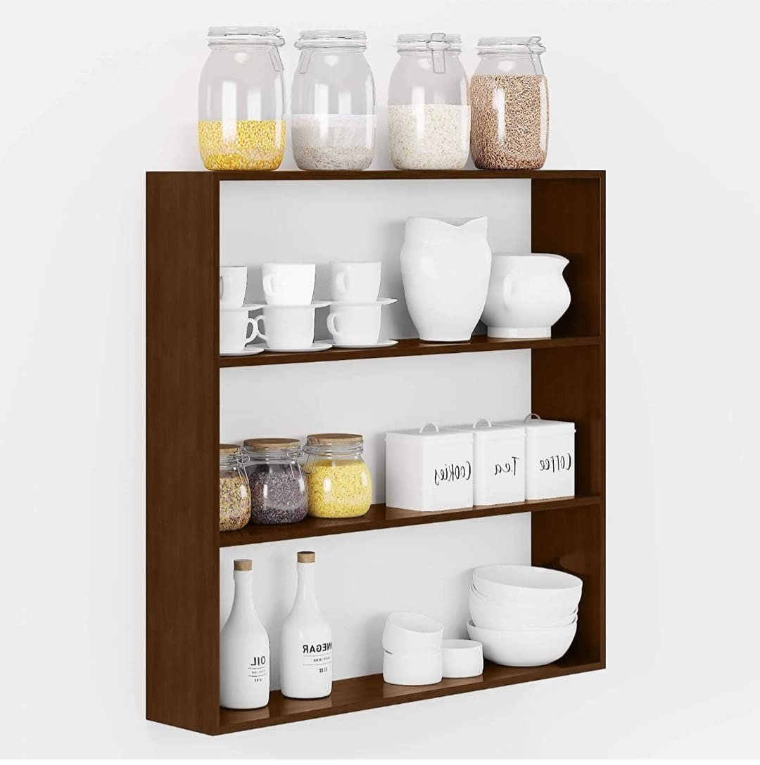 Buy MDSwool Stylish Wooden Floating Wall Mount Kitchen Rack | Wooden ...