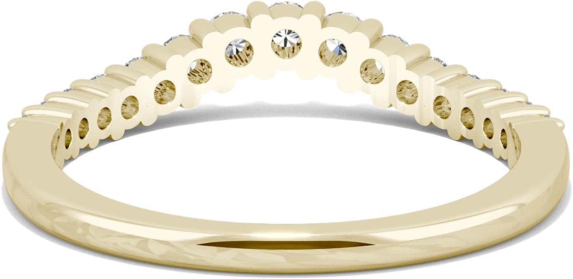 Charles & Colvard 14K Yellow Gold Round Moissanite Curved Graduated Wedding Band, 0.39cttw DEW