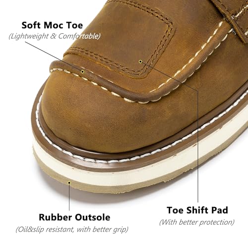 ROCKROOSTER Magnolia 6" Side-Zipper Wedge Boots for Men, Lightweight Soft Moc Toe Motorcycle Boots SAP309-Brown, SAP309BK-Black, SAP310-Black2