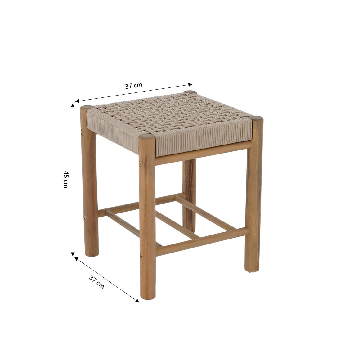 BAÏTA Tabouret intérieur et extérieur AVI en Bois d'acacia et Corde Beige
