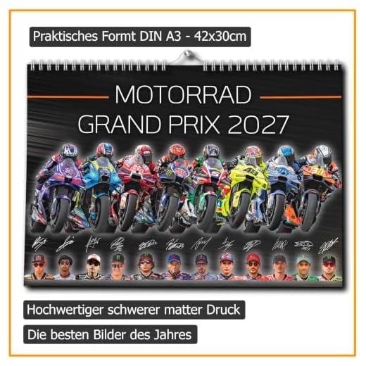 Motorrad Grand Prix Kalender 2026 - Premium Wandkalender - MotoGP