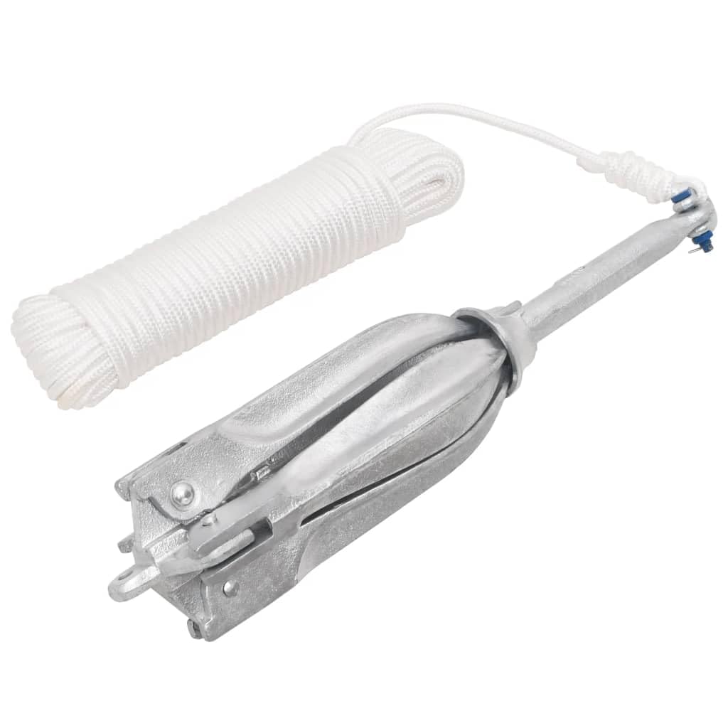 Homgoday Ancla Plegable con Cuerda Hierro maleable Plateado 10 kg