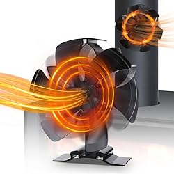 Ventilador Chimenea Amazon Coikes Ventilador de Chimenea Ventilador de Estufa de 12 Palas con Termómetro Magnético Circulación de Aire Caliente Ventilador no Eléctrico para Leña/leña/Chimenea para Estufas de Leña