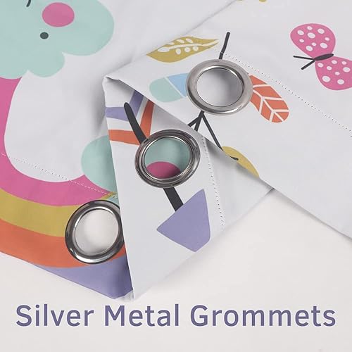 Miniatura 7 de Renaiss U-nicorn - Cortinas opacas para habitación de niños, lindas cortinas de ventana de arcoíris de dibujos animados para dormitorio de niñas,