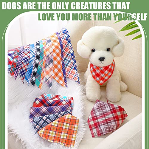 30 Pieces Dog Bandana Plaid Pet Bandana Checked Dog Bib Scarf Adjustable And Washable Dog Triangle Scarf Dog Kerchiefs Dog Handkerchiefs For Small To Medium Dog Puppy Cat (Cute Style) #TOP6