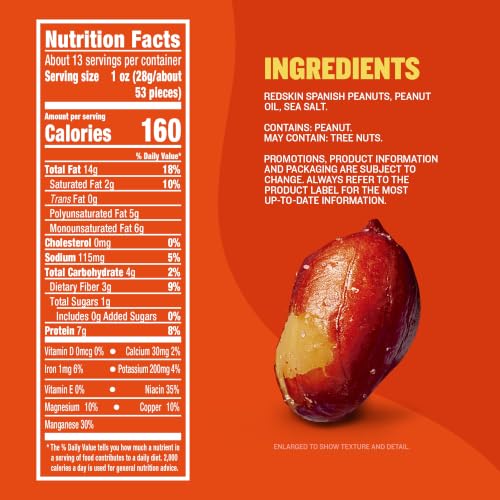 Image of PLANTERS Salted Redskin Spanish Peanuts, Plant Based Protein, 12.5 Oz