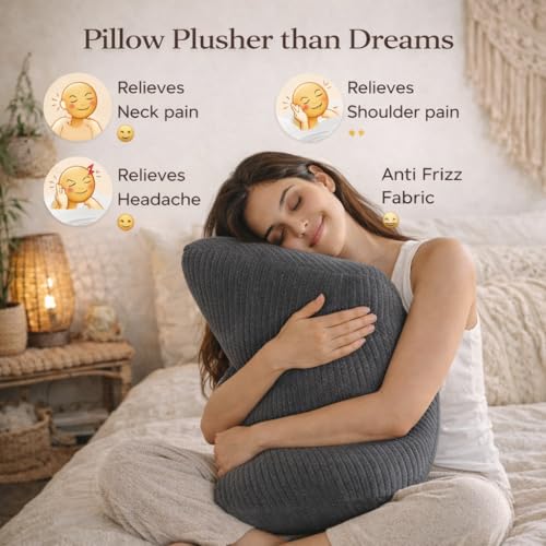 Image of LA VERNE Cooling Gel Infused Pincore Technology Breathable Memory Foam Pillow with 3S Rebound| Cool Gel Cervical Support for Neck & Shoulder Relief (2, Grey, Queen (U.K. Standard))