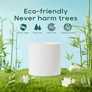 ECOLipak Bamboo Toilet Paper 3 Ply, Septic Safe Toilet Tissue, 12 Double Rolls, 320 Sheets Per Roll, Tree Free, Non Toxic, Soft and Absorbent, Eco Friendly Dye-Free Paper, White