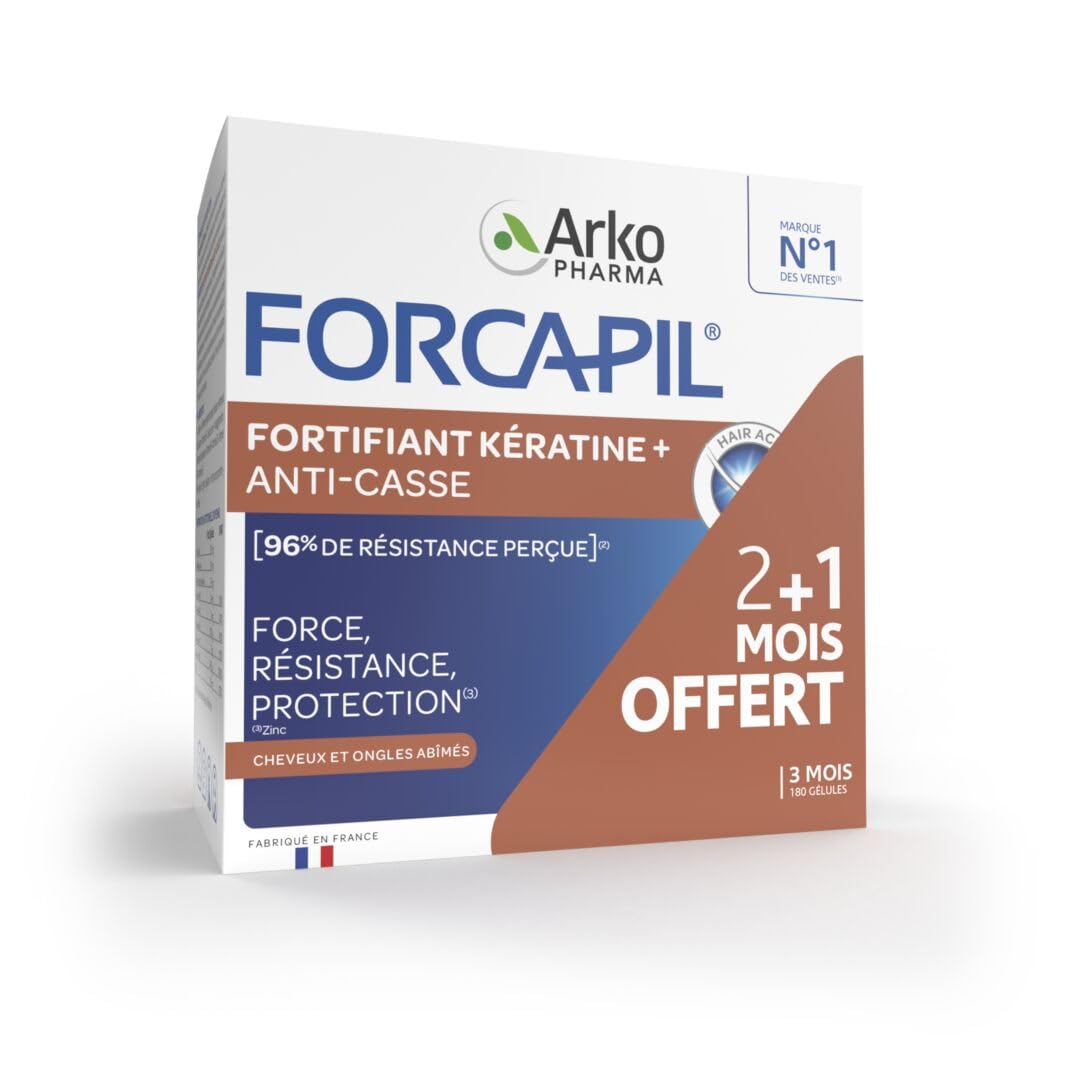 Arkopharma Forcapil Fortifiant Kératine+ Programme 3 mois 120 + 60 Gélules