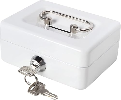 Jssmst Caja de efectivo pequeña con bandeja de dinero cajas de bloqueo de metal para niños caja de dinero con ranura en la parte superior caja de