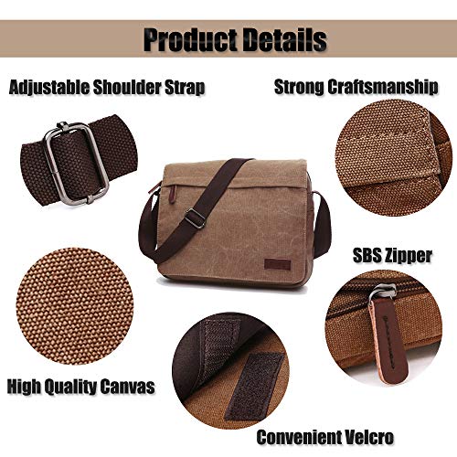 LOSMILE Schoudertassen voor heren, canvas schoudertassen, laptoptas, schooltas, voor school en werk, voor mannen en vrouwen. - Image 7