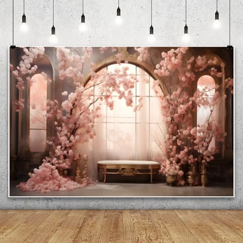 Fondo Fotográfico Leowefowa 10x8ft Flores Rosadas miniatura 1