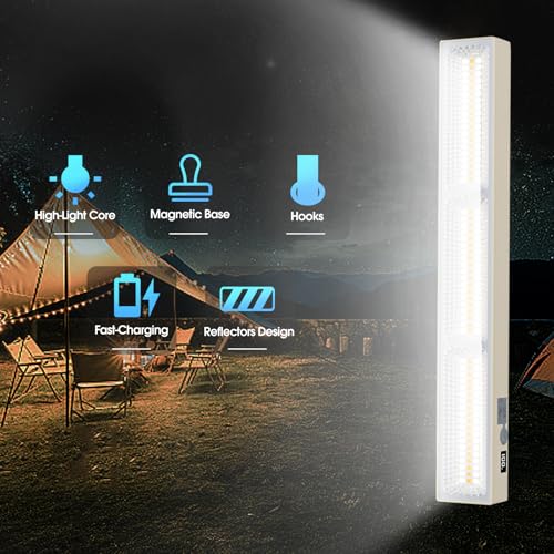 Tubo LED recargable LETOUT luz de camping magnética y regulable de 114 LED con banco de energía 7