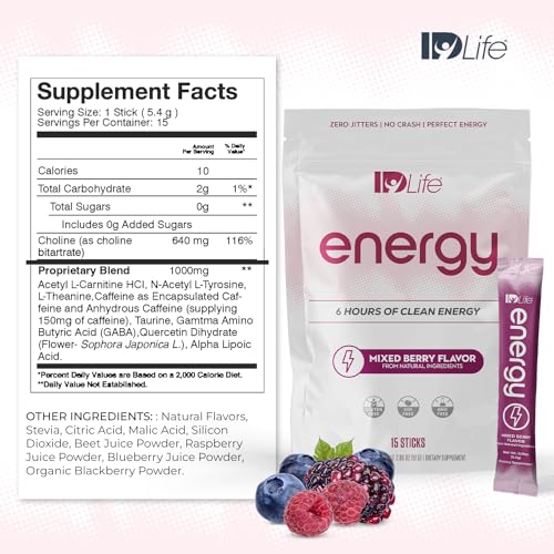 Image of IDLife Energy - Mixed Berry - Sustained Power Boost with Powder, Healthy Drink for Work, Gym & Daily Use, 6 Hours of Boost - 15 Sticks per Bag