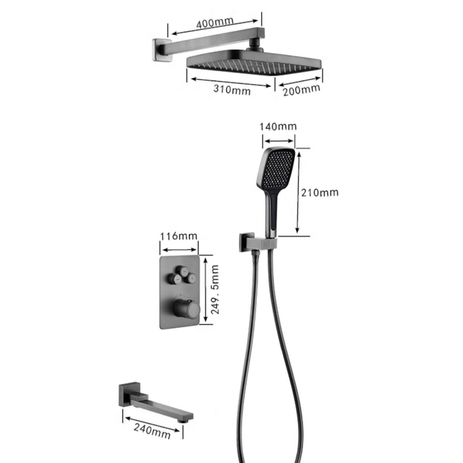 XJTNLB Miscelatore Doccia Monocomando Incasso con Tasti, Colonna Doccia con Display e Soffione Rettangolare,Cromato