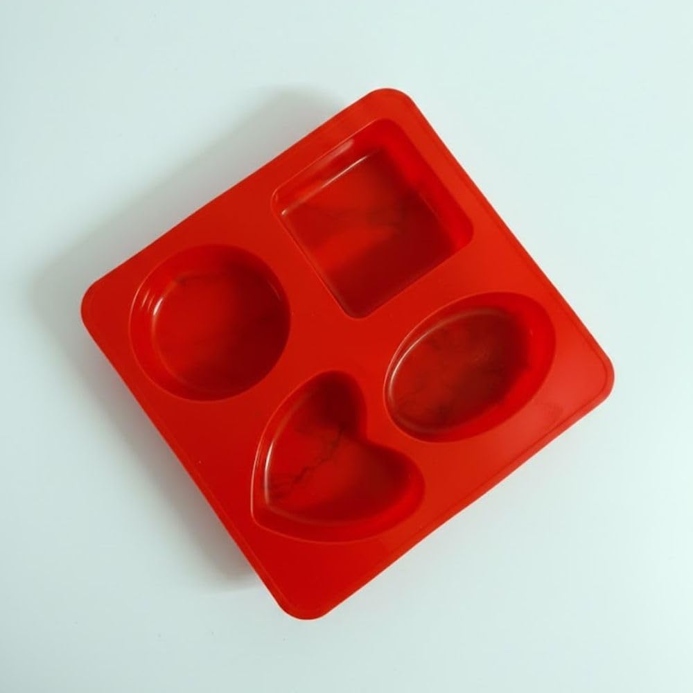 Multi Shape Silicone Soap Mould 4 Cavity Round Square Heart Oval Design Flexible Reusable DIY Soap Making Tool (Pack of 1)-image-46
