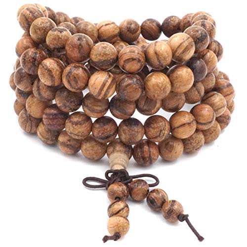 ChicJ&Y 8MM 108 Cuentas de oración Mala Pulsera Agarwood Tibetano Budista Buda meditación Collar/Pulsera