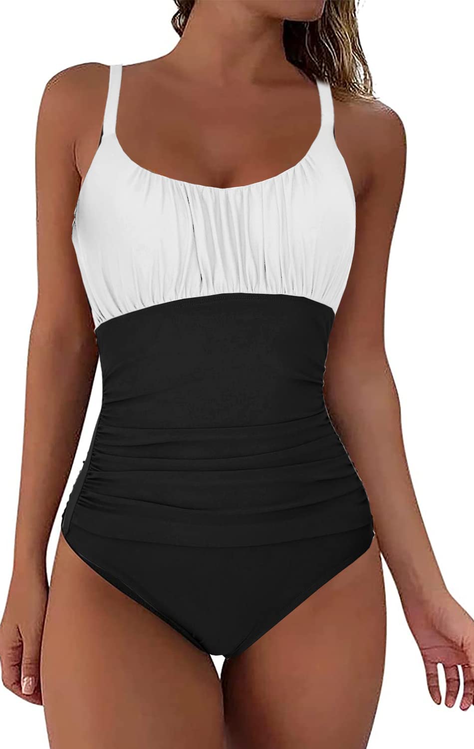 NLAND Traje de Baño de una Pieza para Mujer Correas Espaguetis Mujer Pliegues Bañador Bikini Retro