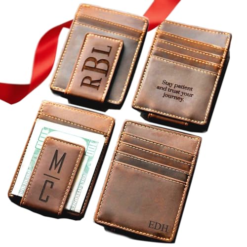 EURYNOME Personalized Leather Money Clip for Men,...
