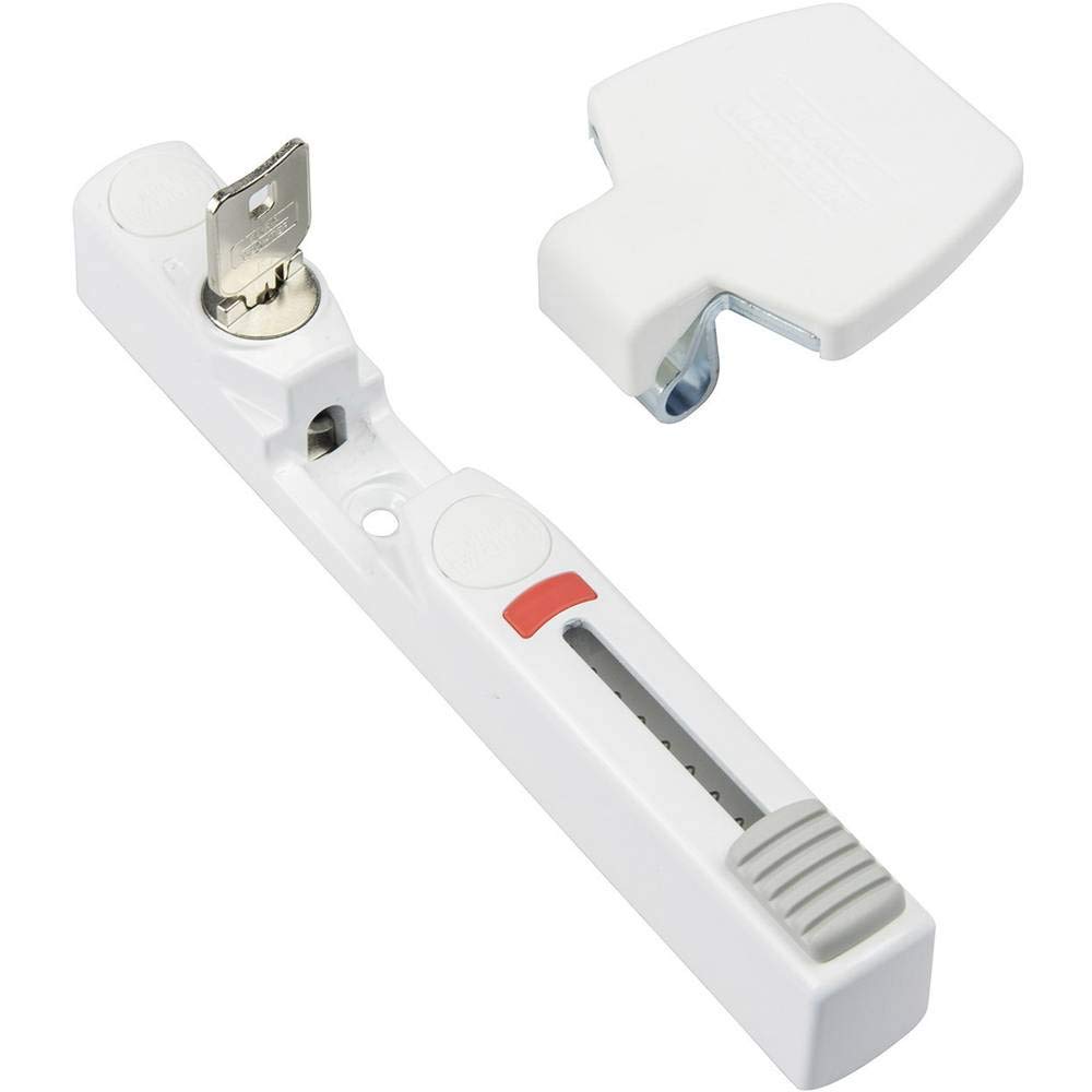 BURG-WÄCHTER Verrou de fenêtre, Protection anti-effraction pour fenêtres et portes de balcon, Verrouillable, Intérieur, Côté poignée, WinSafe WS 33, Blanc