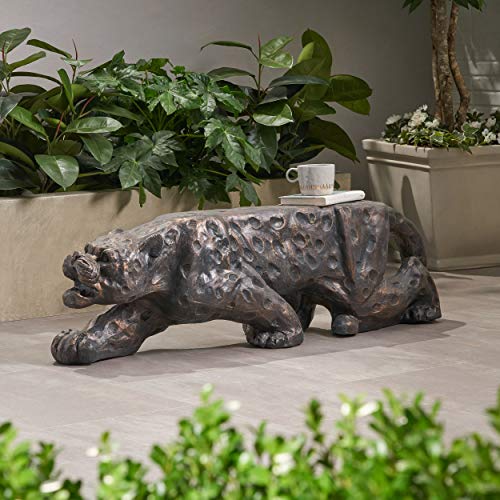 cattino Outdoor Leopard Shaped Concrete Garden Bench 52
