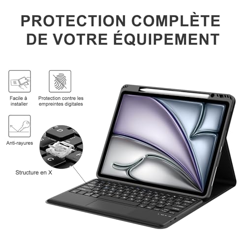Plus de Souris Bloquée grâce au Pavé Tactile Intégré du Clavier iPad Air 13 Pouces M4 AZERTY Noir