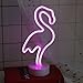 Flamingo Neon Sign Night Light Lamp with Holder Base Decorative Marquee Signs Light Battery Operated Wall Decoration for Living Room Bedroom Christmas Party Supplies Kids Toys Birthday Gifts