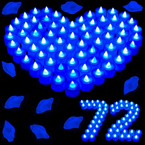 Bougies chauffe-plat LED bleues lot de 72 veilleuses sans flamme vacillantes pour table