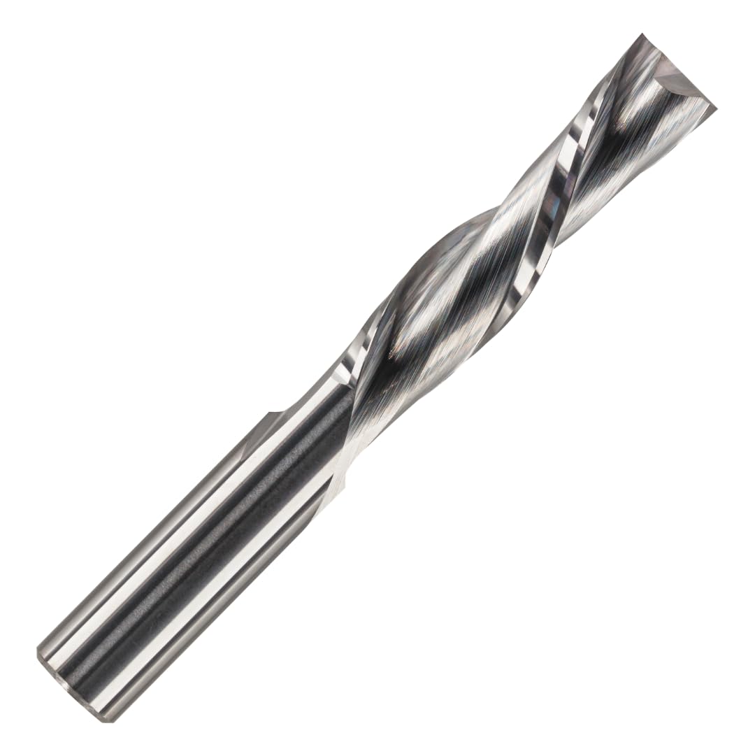 Rennie Tools - 8mm Cutting Diameter x 42mm Flute x 8mm Shank Solid Carbide Down Cut 2 Flute Spiral Router Bit / Cutter For Soft & Hard Woods, MDF, Laminated Plywood, Particle Board Etc.