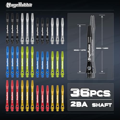 MageRabbit Dart-Zubehör-Set, 36 Dart-Flights, 45 Schäfte, Schärfer, Entferner, 50 Metallringe, 16 Flugschützer, insgesamt 11 Arten von Dart-Zubehör (Aluminium)