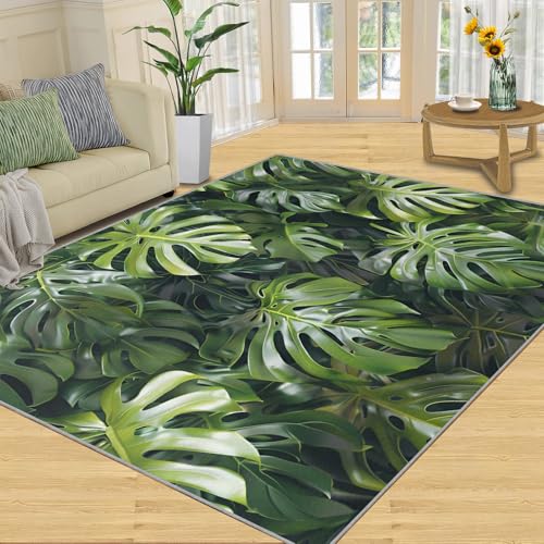 Alfombra Tropical Monstera 5.3x8ft Verde Oscuro miniatura 1