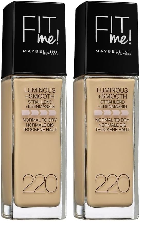 Maybelline - Fit me 220 Beige - Base de Maquillaje - 30 ml (Paquete de 2)