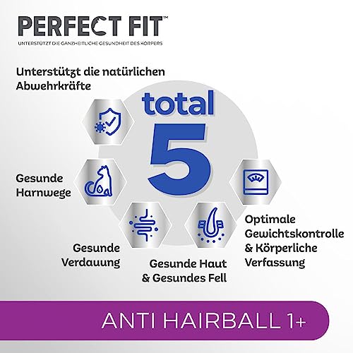 PERFECT FIT Anti-Hairball Adult Trockenfutter für erwachsene Katzen ab 1 Jahr - Huhn, 750g (6 Beutel)