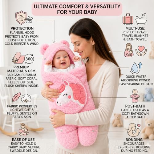 Image of BRANDONN Baby Blanket Newborn Gift Pack of Swaddle Wrapper, 0-9 Months, Length 68 cm x Width 68 cm