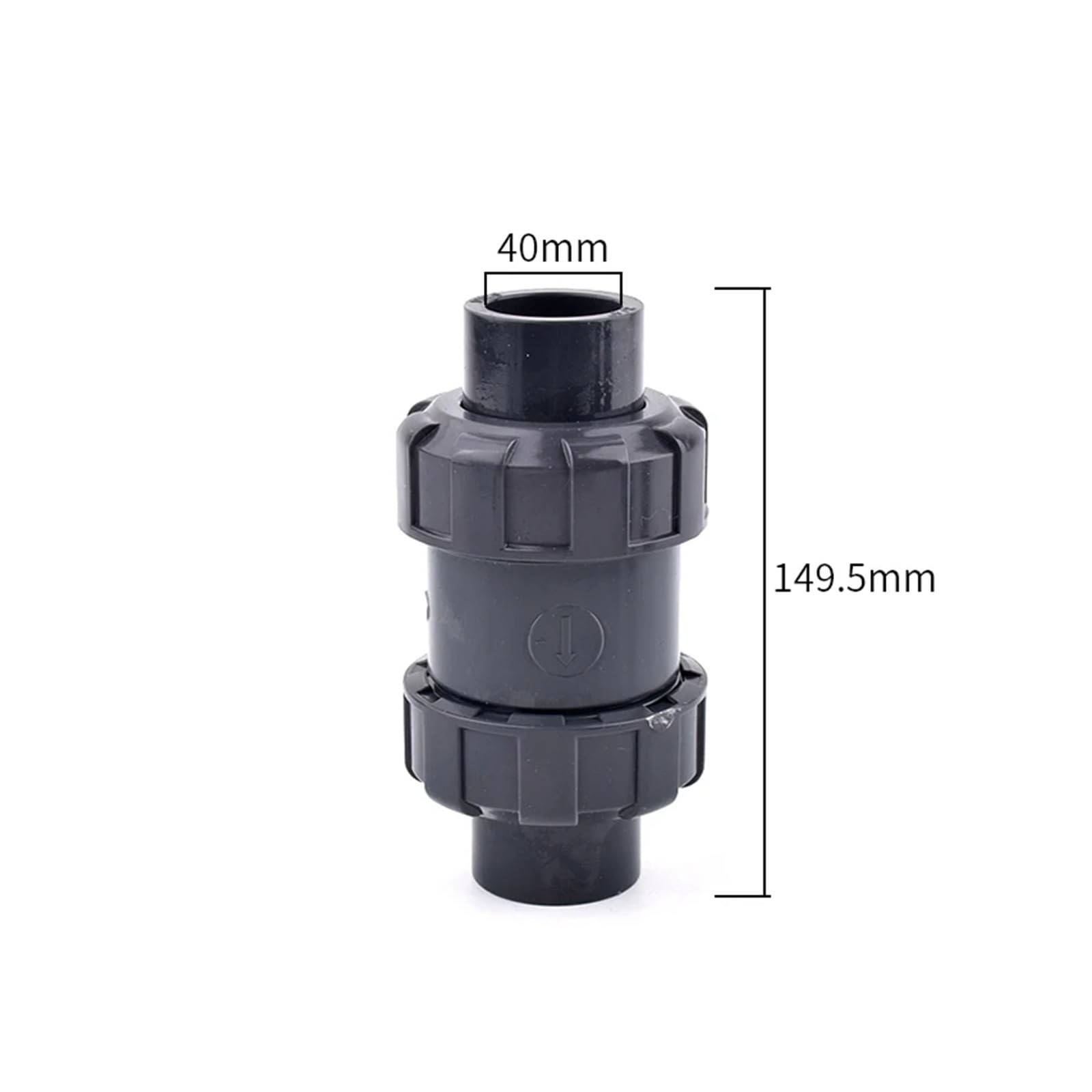 Válvula de retención de Doble unión UPVC, 20-63mm, Accesorios unidireccionales sin reversión for riego de Jardines y Uso en acuarios, 1 ud.(40mm)
