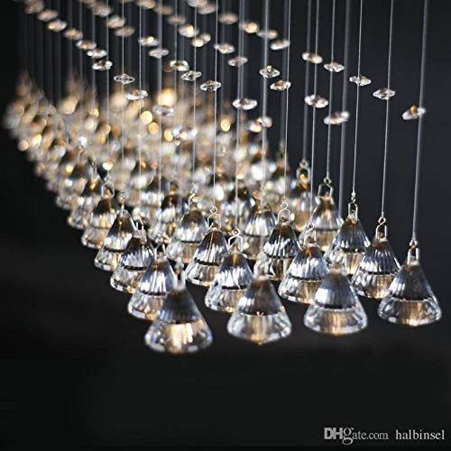 Image of Crystal Glass Ceiling Lamp Stainless Steel Chandelier with Glass Bead &Sparkling K9 Crystal Chandelier - (Yellow Light) 6