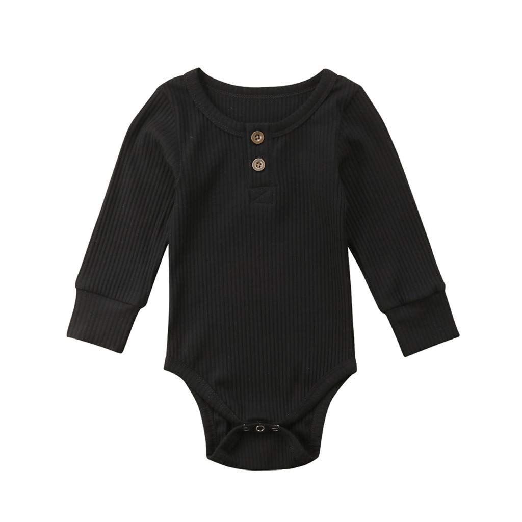 DaxuanNewborn Unisex Baby Long Sleeve Romper Bodysuit Solid Cotton Jumpsuit Basic Tops for Infant Boy Girl