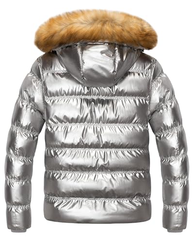 Image of Pursky Men's Puffer Jacket Waterproof Winter Bubble Coats Ski Parka Fur Hooded
