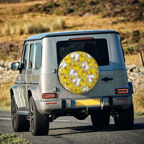 Image of Cute Duck Spare Tire Cover Universal Wheel Tire Cover Funny Cartoon Duck Tire Protectors for Travel Trailer Rv SUV Truck Camper and Many Vehicle 14 Inch