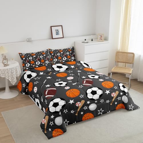Image of Feelyou Sports Theme Bedding Set Twin Size for Kids Teens