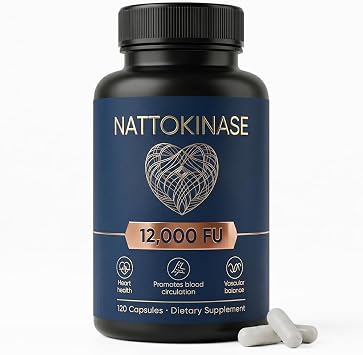 Nattokinase 12000 FU Per Serving, Nattokinase Supplement Organic, Supports Circulation & Heart Wellness, Vegan, Gluten Free, 120 Capsules