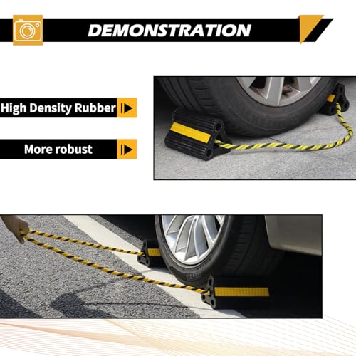 Wheel Chocks for Trailers RVs Camper Trucks and Small Aircraft Wheel Chock, Wheel Chocks Block with 3 Reflective Strips,Versatile Heavy Duty Solid Rubber Wheel Immobilizers & Chocks[2 Pair 4 Pack] - Thumbnail 5