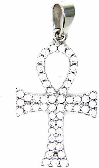 Jewellery Women Cubic Zirconia 18 kt White Gold Pendant – Cross of Life Pendant – Girl
