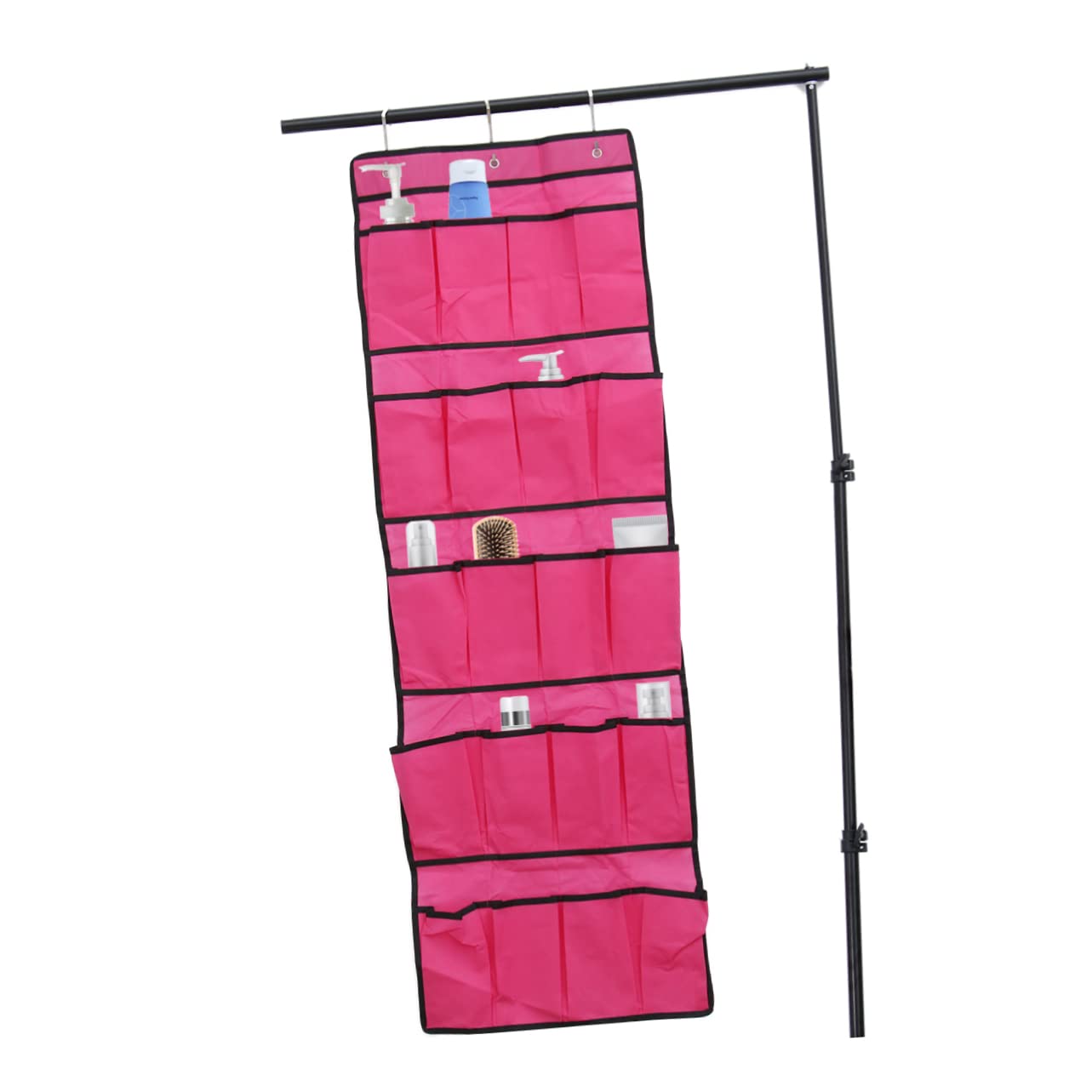 OKUMEYR Hanging Storage for Shoes 20 Pockets Door Organizer Bag Closet Accessory Shoe Rack Sandals Holder Space Saver Metal Hooks Mesh Fabric Easy to Install (rosy)