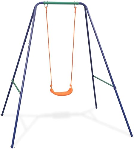 Miniatura 2 de Loibinfen Juego de columpio individual 2 en 1 y columpio para niños pequeños a altos, juego de columpios con marco A para todo tipo de clima con