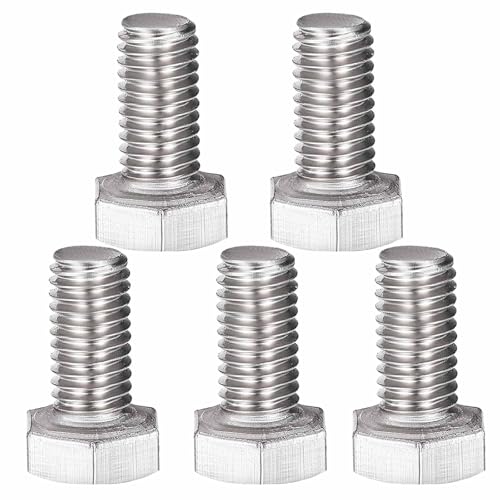Image of MroMax 5Pcs M8-1.25 Hex Bolts, M8 x 16mm Hex Head Screws Bolts | 304 Stainless Steel 18-8, Fully Threaded, External Hex Drive, for Thin Plate Connection and Small Electronics Fixing
