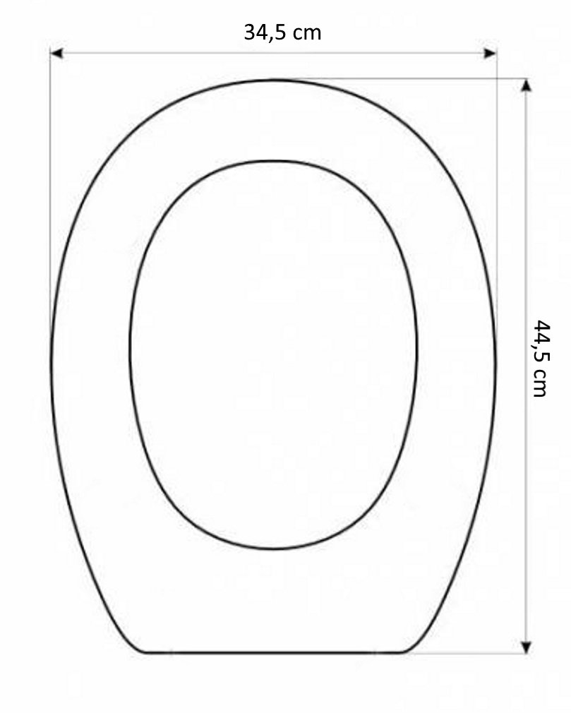 Sedile Per WC PIEMONTE In MDF Bianco Lucido - Copriwater Regolabile Con Cerniere Cromate E Paraurti, Dimensioni 37x48.4 Cm